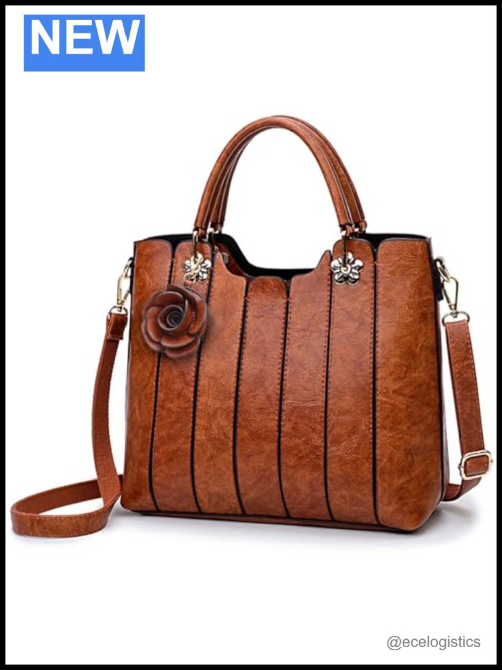 Vegan Leather Top-Handle Satchel Purse with Gold Hardware